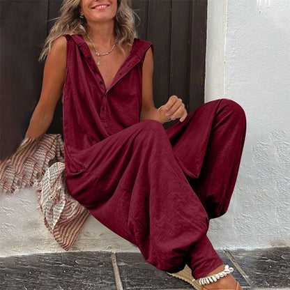 🌸 New Arrivals 50% OFF💥Women's Relaxed Hooded Sleeveless Jumpsuit
