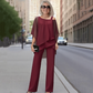 ⏳Limitiertes 60 % Rabatt⏰Unregelmäßiges Chiffon-Oberteil für Damen ＆ Weite Hose 2-teiliges Set👚👖