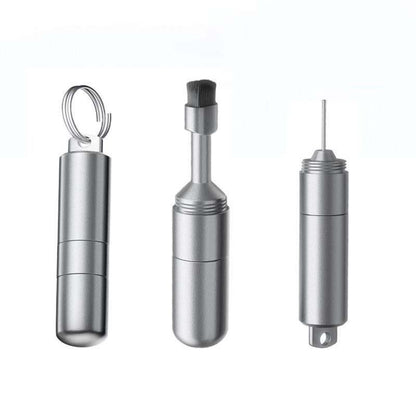 💎 Sconto del 50%! 💎 Spazzola Pulente 2-in-1 in Lega di Alluminio – Moschettone Integrato + Ago SIM, Per Auricolari, Porte e Altoparlanti 🎧🔧