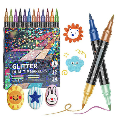💖Set di pennarelli glitterati a doppia punta da 96 colori