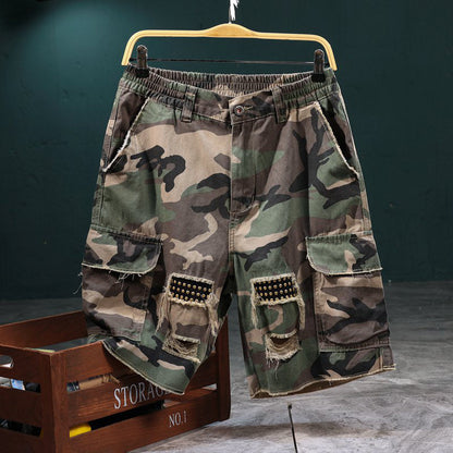 🔥Solange der Vorrat reicht 56% Rabatt!🎉Men's Studded Camo Cargo ShortsCargoshorts für Herren mit Nieten und Camouflage-Muster