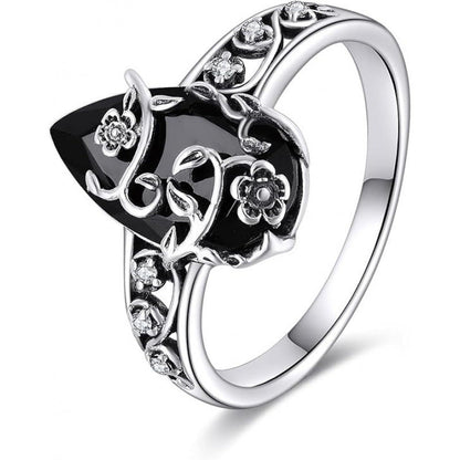 🔥 Promo Flash -50%: Anello Romantico Regolabile – Stile Boho con Pietra Nera, Motivo Floreale Vintage e Dettagli Scintillanti. Fascino Intramontabile e Misterioso. ✨🌙