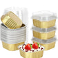 🍰 Set di stampi monoporzione per mini torte, SCONTO 50%! Pirottini in alluminio con coperchi, porzioni da 5 oz, facili da pulire per feste e regali ⚡