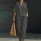 🥳New Arrival 47% OFF💞Women's Casual V-Neck Top and Wide-Leg Pants Set