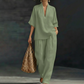 🥳New Arrival 47% OFF💞Women's Casual V-Neck Top and Wide-Leg Pants Set