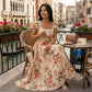 👗 Neuwaren 50% Rabatt🌸 Elegantes Blumenprint-Maxi-Kleid mit Volantärmeln & Hochwaist – Plisseerock, Quadrat-Ausschnitt, Romantisch ✨