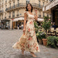 👗 Neuwaren 50% Rabatt🌸 Elegantes Blumenprint-Maxi-Kleid mit Volantärmeln & Hochwaist – Plisseerock, Quadrat-Ausschnitt, Romantisch ✨