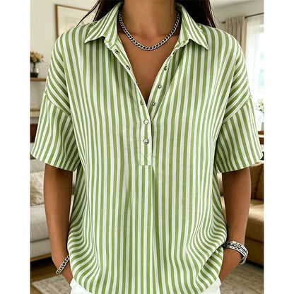 🎁Neuwaren 58% Rabatt💥Damen Kurzarmshirt – Gestreift & Lässig 🌿 Für Alltag & Freizeit