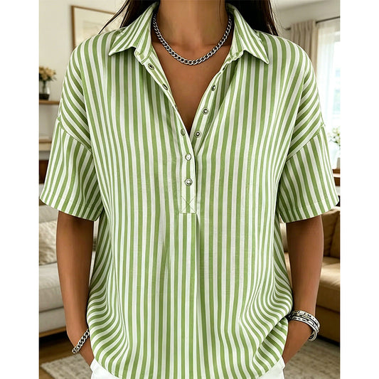 🎁Neuwaren 58% Rabatt💥Damen Kurzarmshirt – Gestreift & Lässig 🌿 Für Alltag & Freizeit