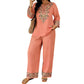 👚 JETZT 50 % RABATT! ⏳ Set aus langärmeliger Damenbluse und Hose mit weitem Bein – fließend, elegant und leicht – perfekt für die Arbeit, einen Brunch oder auf Reisen – schickes 2-teiliges Outfit 🌸