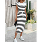 🌸 New Arrival 55% OFF🌸Women's Striped Drawstring Waist Split Midi Dress