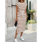 🌸 New Arrival 55% OFF🌸Women's Striped Drawstring Waist Split Midi Dress