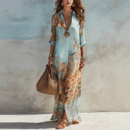 🎁New Arrival 50% OFF💥Women's Elegant Retro Print Maxi Dress