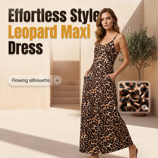 👗New Arrival 51% OFF🐆Women's Leopard Print Spaghetti Strap Maxi Dress