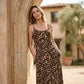 👗🐆Women's Leopard Print Spaghetti Strap Maxi Dress
