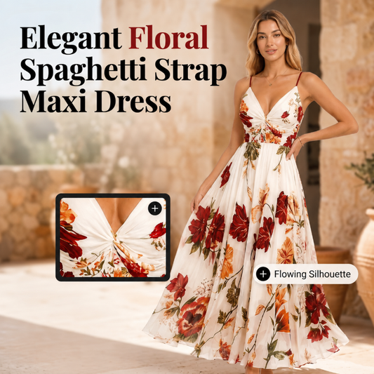 💃New Arrivals 50% OFF💥Women's Printed Spaghetti Strap Maxi Dress – Designed to flatter with a V-neckline, adjustable thin straps & a flowing A-line silhouette. A timeless, feminine piece for warm-weather occasions 🌿