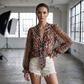 🎁New Arrivals 51% OFF🌸 Leopard V-Neck Tie Top – Wild Feminine Flair ⏰