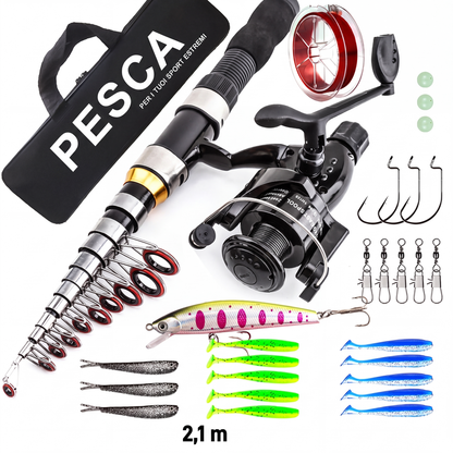 🔥 -50% Oggi: Set Completo di Attrezzatura da Pesca da Viaggio con Borsa per il Trasporto – Tutto il necessario in un unico kit portatile, leggero e ben organizzato, pronto per ogni avventura di pesca.