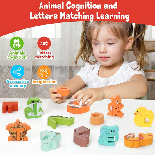 🔥 Promo Flash -50%: Giocattolo in Legno con Lettere e Animali Abbinabili – Bordi lisci e pezzi facili da afferrare, per imparare l’alfabeto divertendosi. Ideale per bambini in età prescolare.
