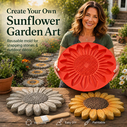 🌻 Stampo per Pietre Decorative da Giardino | Riutilizzabile, 5 Design🦋 | Diametro Circa 38 cm 📏 | Sformo Facile, Adatto ai Principianti 🙌 | Perfetto per Sentieri, Patio e Regali Fatti a Mano 🎁