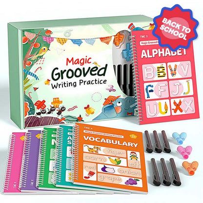 ✅ Disponibili Ora: Set di Quaderni Magici con Scanalature per Imparare a Scrivere – Riutilizzabili, aiutano a correggere la scrittura in modo divertente.