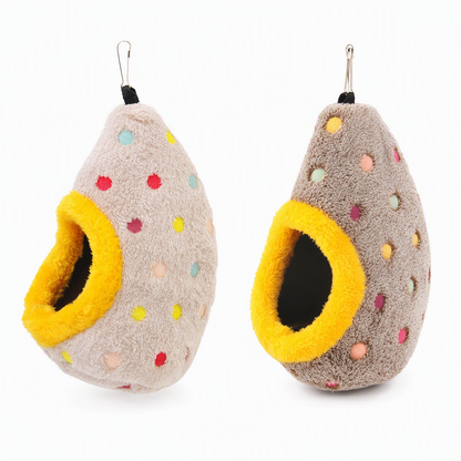 🦜 Nido Uovo in Cotone Caldo da Appendere | Amaca Calda per Pappagalli e Inseparabili 🐦 | Doppio Strato in Peluche Morbido 🧶 | Gancio in Metallo Robusto 🔗 | Giallo o Blu 💛