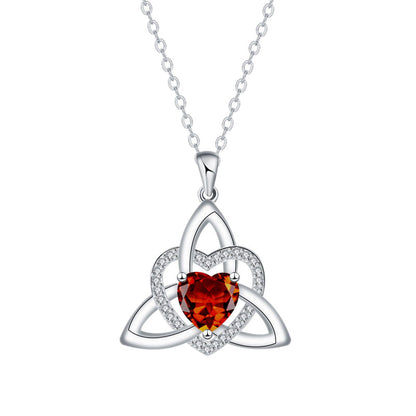 Collana con ciondolo a cuore con nodo celtico e pietra del mese di nascita
